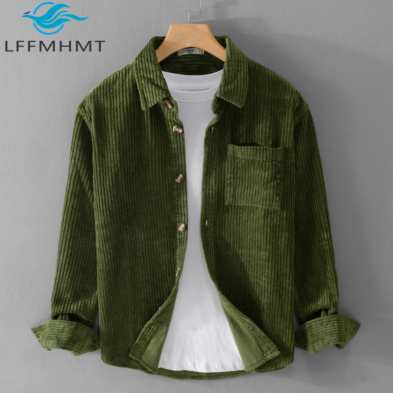Corduroy Button Up Shirt Men - 2026 신상 남성 코듀로이 셔츠 긴팔
