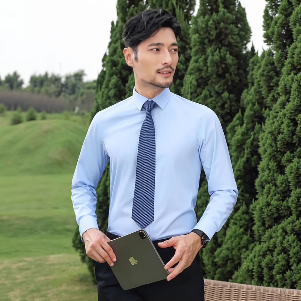 Breathable Bamboo Fiber Shirt Non Iron - 남성용 긴팔 셔츠, 대나무 섬유 소재,