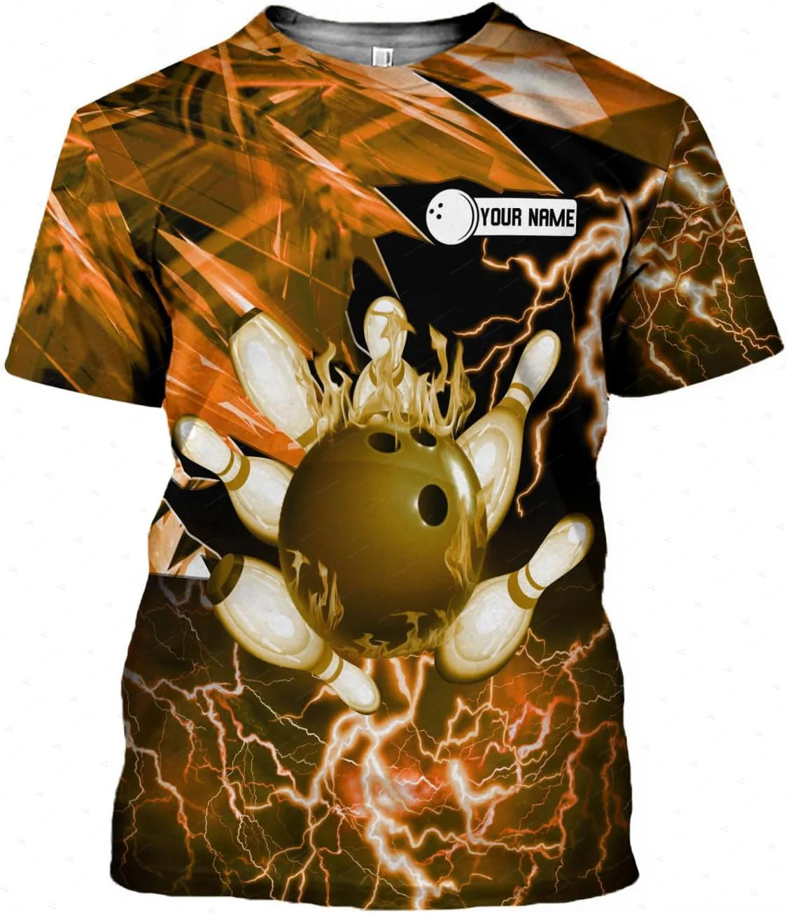 Short Sleeve Bowling Shirt Retro - 사용자 정의 이름 그라디언트 볼링 불꽃
