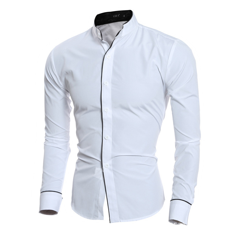 남성 슬림핏 단색 긴팔 셔츠 고품질 부드러운 원단 비즈 - Mandarin Collar Formal Shirt Slim Fit 리뷰 및 가격