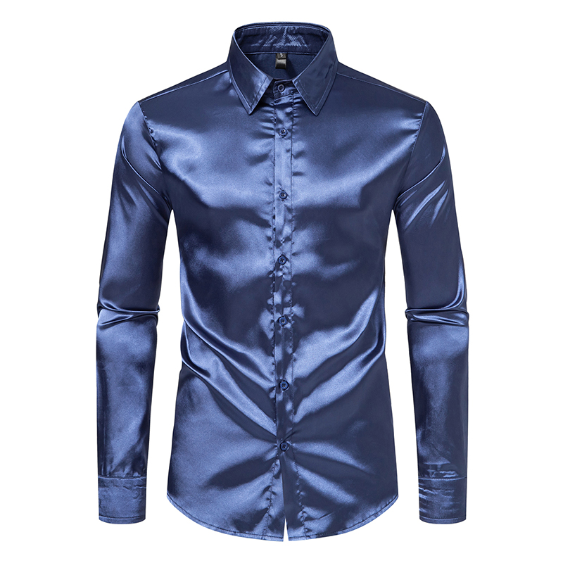 남자 블랙 새틴 럭셔리 드레스 셔츠 패션 실크 부드러운 - Mens Satin Silk Dress Shirt 리뷰 및 가격