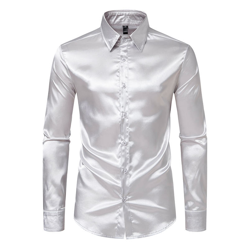 남자 블랙 새틴 럭셔리 드레스 셔츠 패션 실크 부드러운 - Mens Satin Silk Dress Shirt 리뷰 및 가격