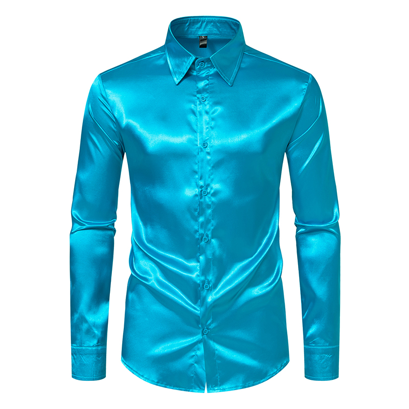 남자 블랙 새틴 럭셔리 드레스 셔츠 패션 실크 부드러운 - Mens Satin Silk Dress Shirt 리뷰 및 가격