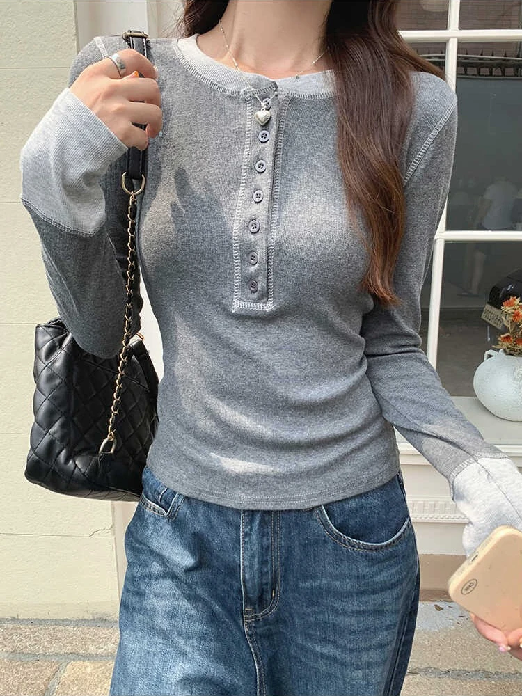 Y2K 패치워크 티셔츠 2025, 대비색 그런지 탑,  - T-Shirts 리뷰 및 가격