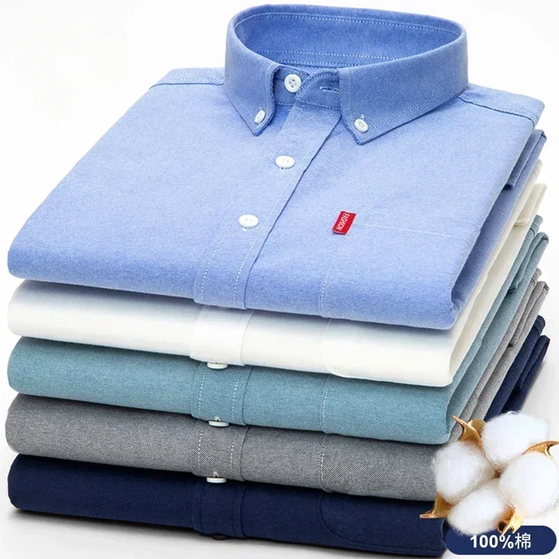 100% 순면 남성용 긴팔 셔츠, 청년 캐주얼 면, 옥 - Oxford Cotton Casual Shirt Business 리뷰 및 가격