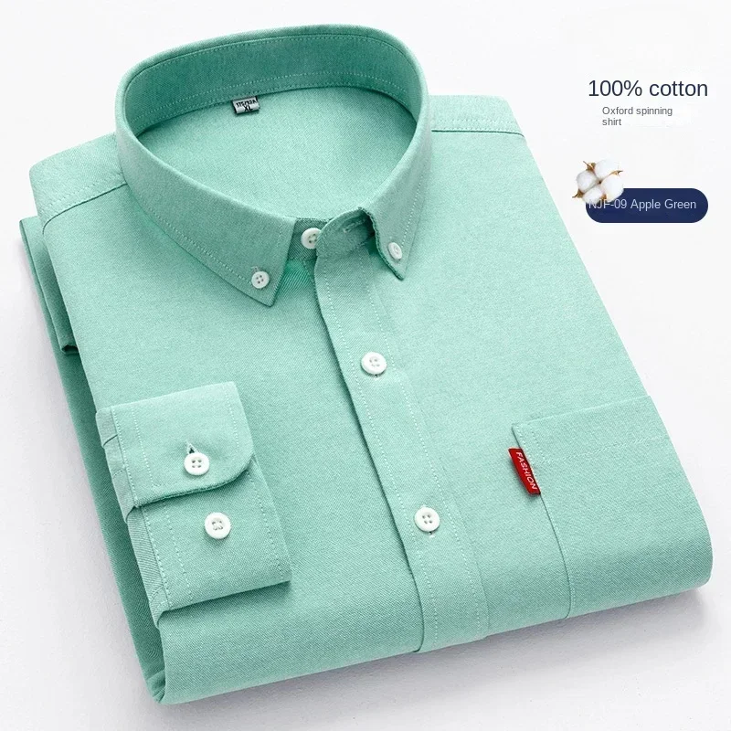 100% 순면 남성용 긴팔 셔츠, 청년 캐주얼 면, 옥 - Oxford Cotton Casual Shirt Business 리뷰 및 가격