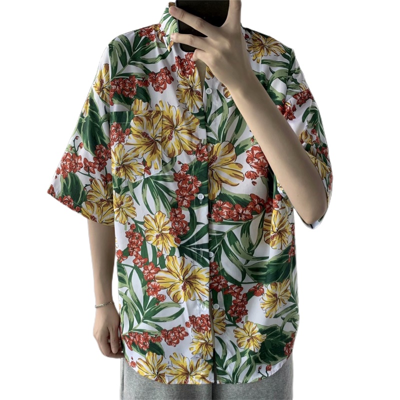 캐주얼 하와이 레트로 꽃 프린트 신사복 여름 짧은 소매 - Vintage Hawaiian Floral Shirt 리뷰 및 가격