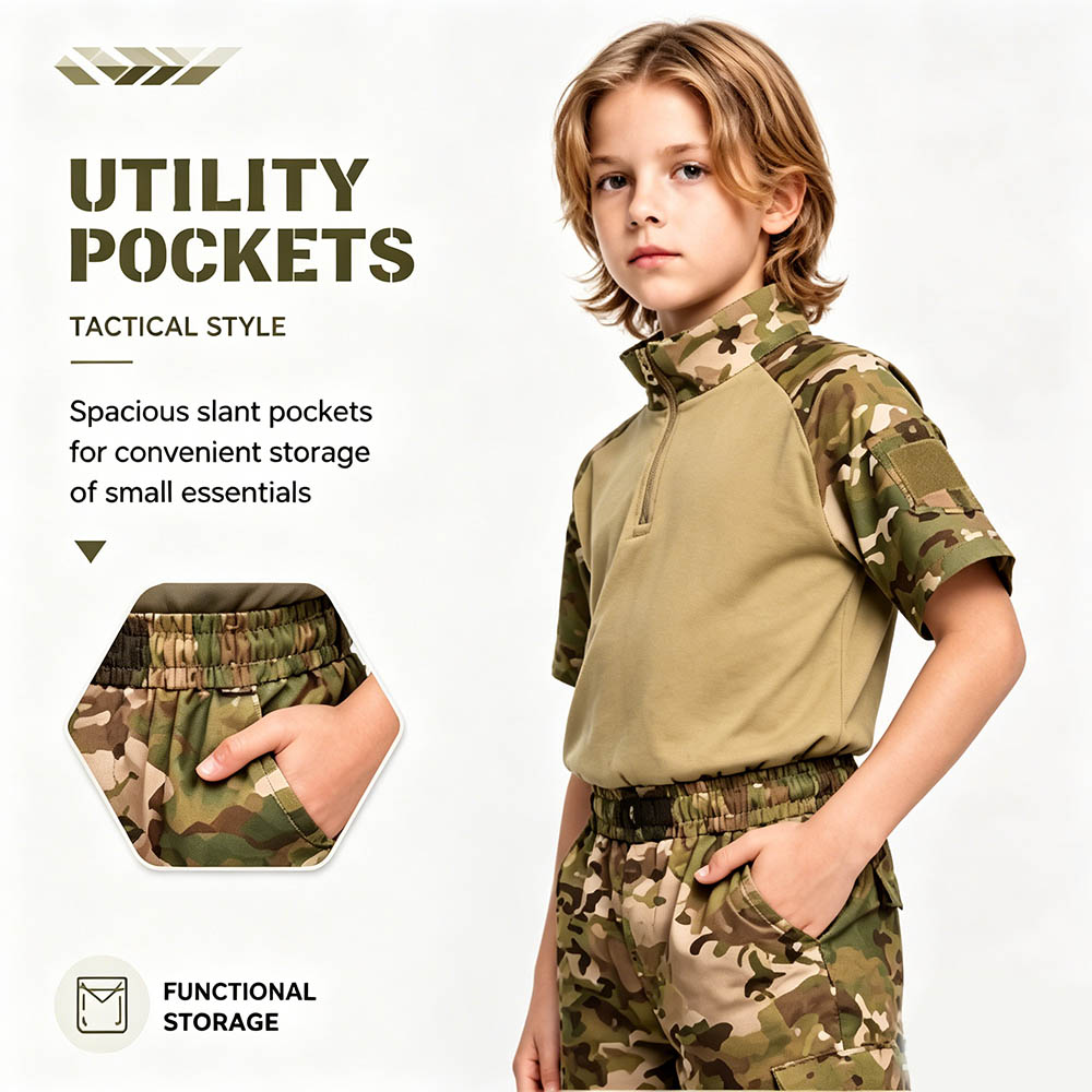 어린이 위장 전술 개구리복 반팔 티셔츠 카고 바지 벨트 - Tactical Military Shirt Cargo 리뷰 및 가격