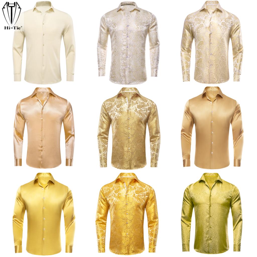 하이타이 골드 베이지 아이보리 샴페인 실크 셔츠, 라펠 - Mens Satin Silk Dress Shirt 리뷰 및 가격