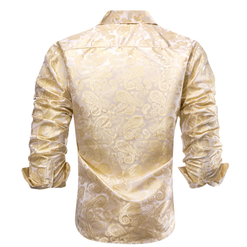하이타이 골드 베이지 아이보리 샴페인 실크 셔츠, 라펠 - Mens Satin Silk Dress Shirt 리뷰 및 가격