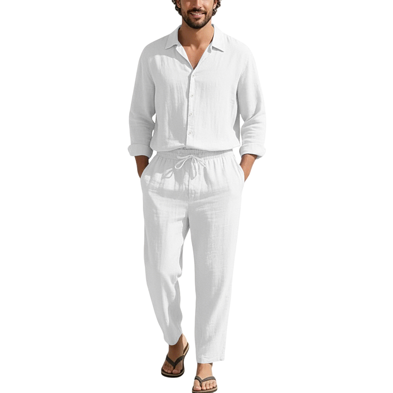 봄 여름 린넨 캐주얼 세트 루즈핏 비치 긴팔 셔츠+롱  - Mens Linen Shirt Long Sleeve 리뷰 및 가격