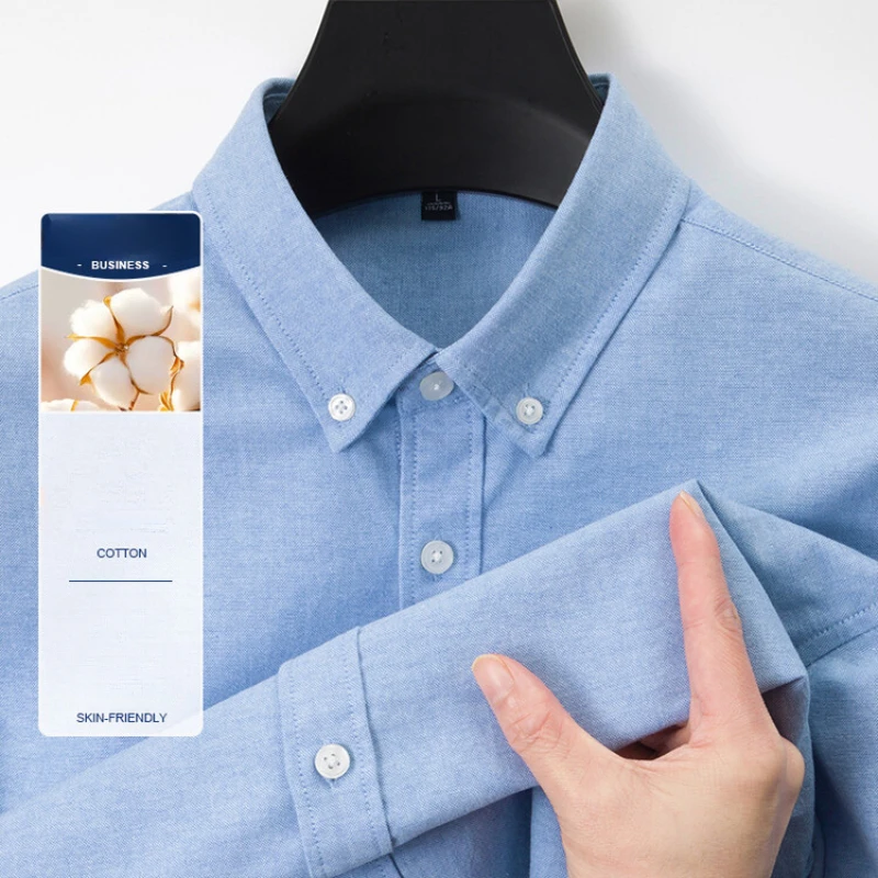 새로운 남성용 옥스퍼드 셔츠 76% 면 비즈니스 셔츠  - Oxford Cotton Casual Shirt Business 리뷰 및 가격
